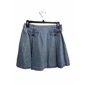 Pepe Jeans Denim Chambray Pleated Mini Skirt Y2K Vintage Size 28 Portobello Road
